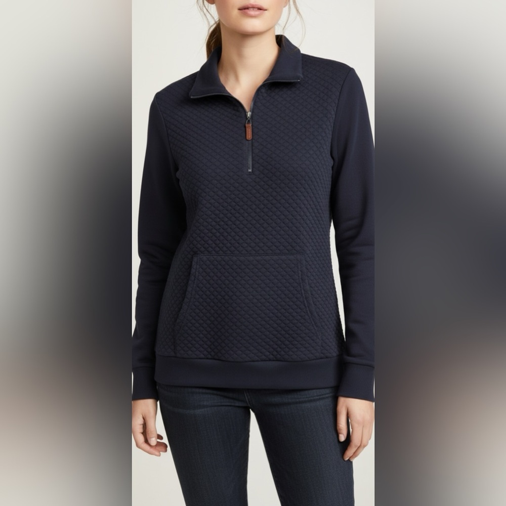 Amazon Blue Quilted Mock Neck Sweatshirt